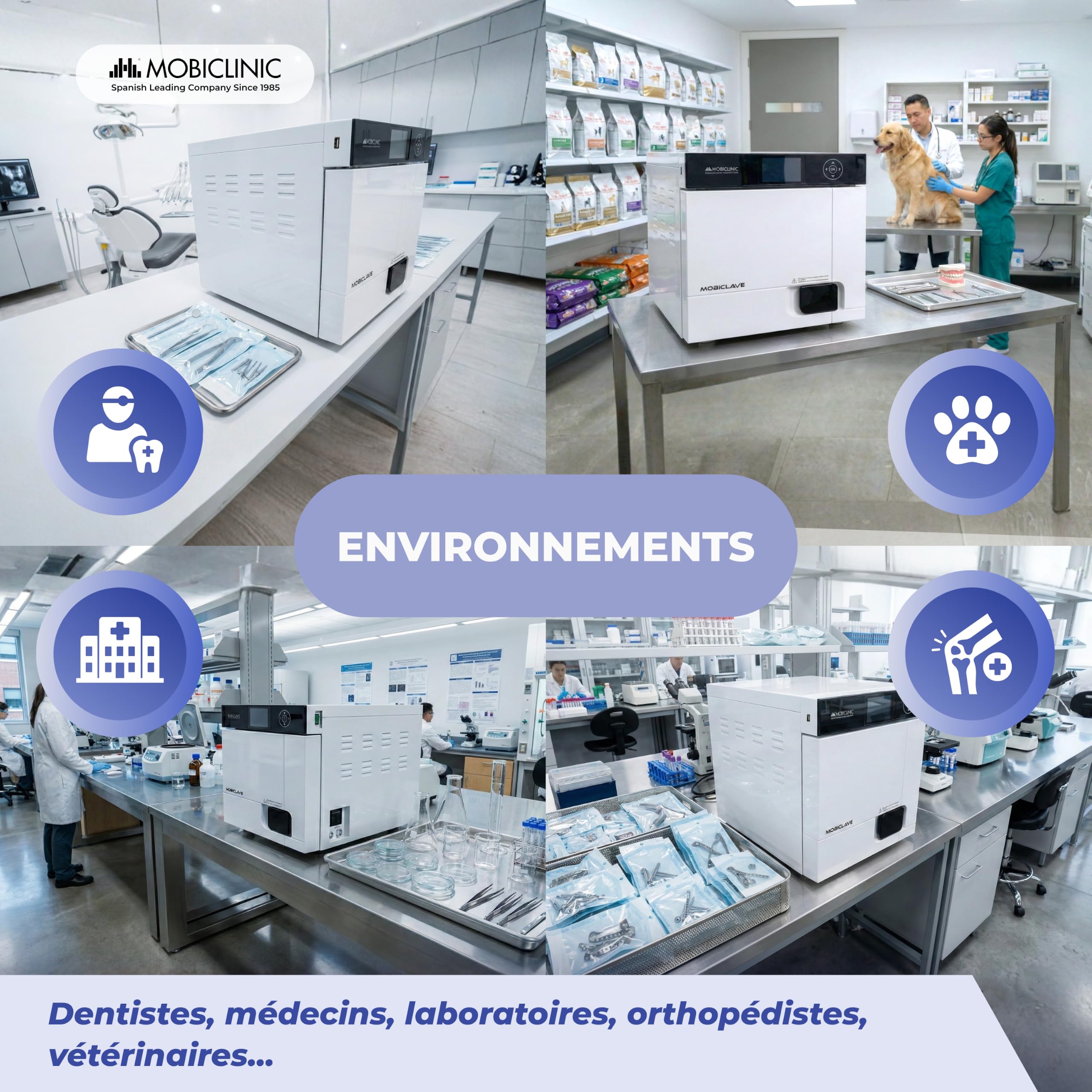 Mobiclinic®, Autoclave Professionnel, Stérilisateur Autoclave à Vapeur 17L, Désinfectant 99% avec Couverture 360°, 6 Cycles, Imprimante, USB, SD, Cliniques et Laboratoires, MobiClave Plus