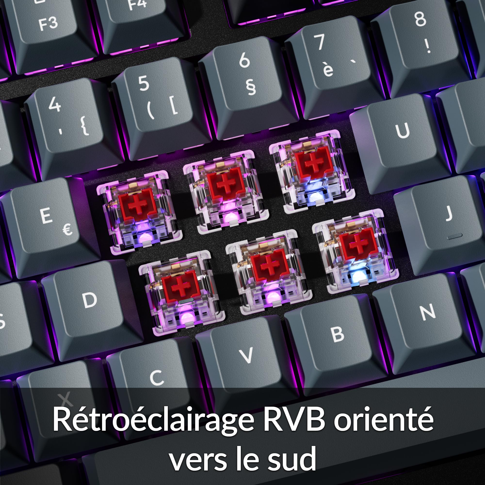 Keychron K10 Pro Clavier Mécanique 100% AZERTY, Bluetooth 5.1 et Câble USB-C, Compatible QMK/Via, Rétroéclairage RGB, Batterie de 4000 mAh, Clavier Gamer sans Fil pour Mac et Windows, Switches Rouges
