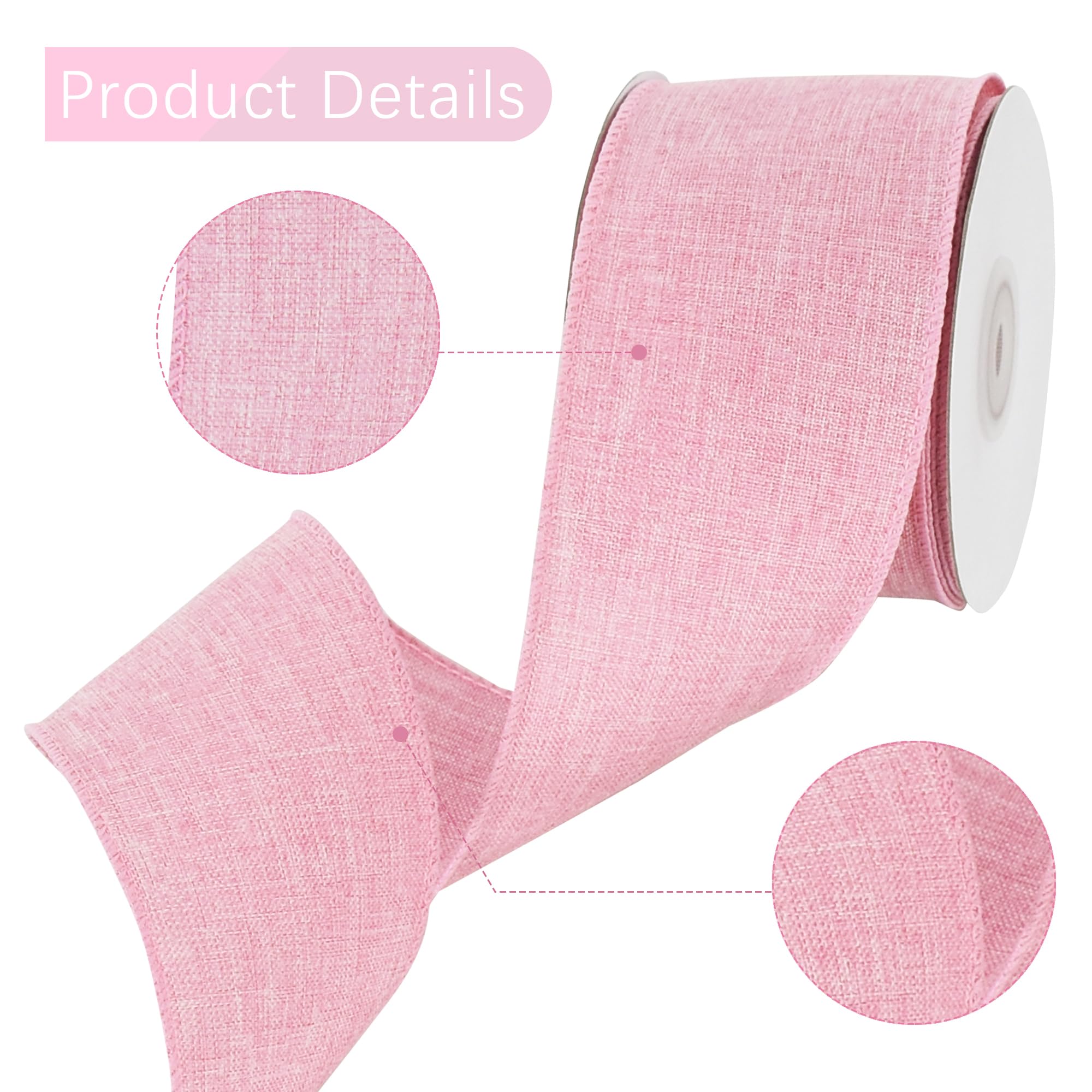 Natürliches Juteband, 6,3 cm, 9,1 m, rosa Stoffband für Handwerk, Kranzschleife, Geschenkverpackung, Hochzeit, Weihnachten, Party-Dekoration