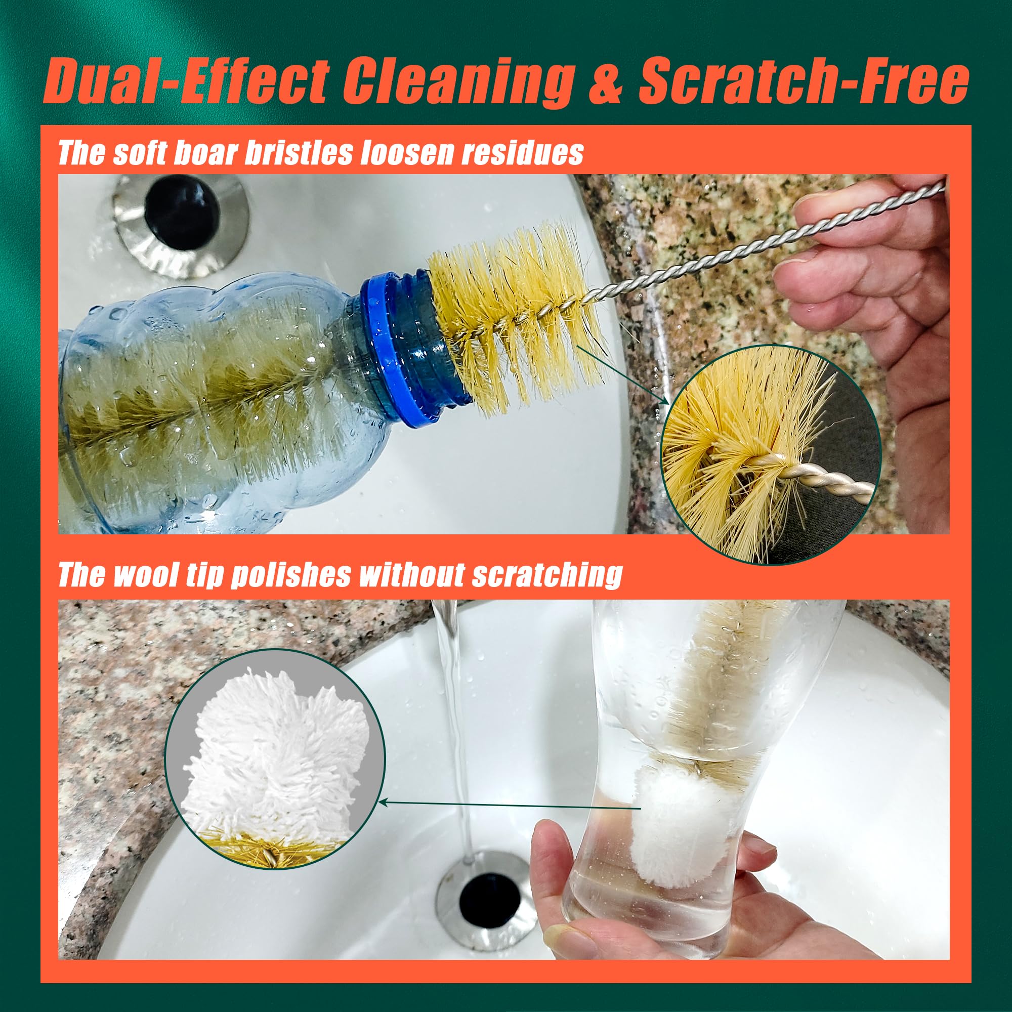 Bottle Cleaning Brushes - 9 Pack for Sparkling Bottles -4 Bottle Cleaning Brushes - 9 Pack for Sparkling Bottles -4