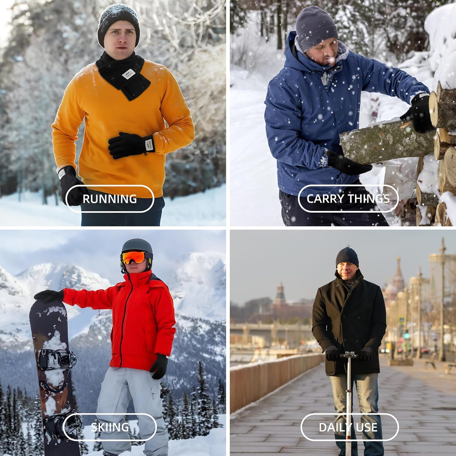 Polar Fleece Gloves for Men Cold Weather Touchscreen Warm Winter Gloves for Running Hiking Skiing Work - Image 8