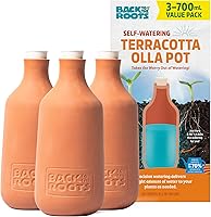 Back to the Roots Self-Watering Terracotta Olla Pots (Pack of 3) - 700mL, 1 Week Precision Root Watering for Indoor/Outdoor Plants