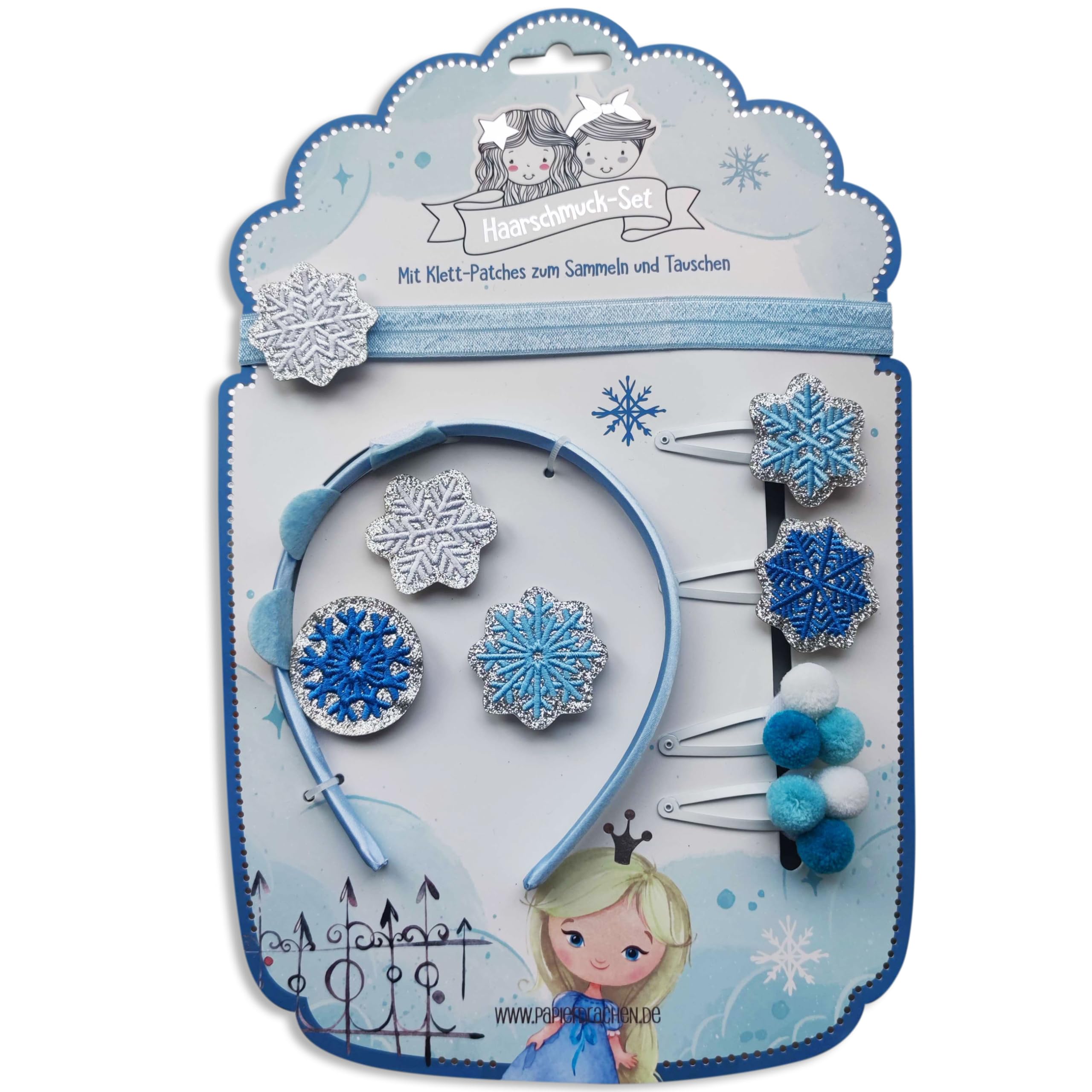 Papierdrachen Hair Accessories Set - Hair Band Velcro, ice princess, 1 stück (14er Pack)