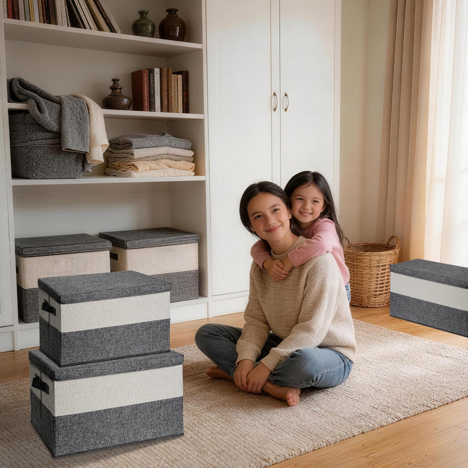 [Neurix] 収納ボックス 大容量 収納ケース 折りたたみ 蓋付き 取っ手付き 布製 衣類収納 衣装ケース おしゃれ 防塵 強い耐荷重 厚手 多機能 小物収納 布団収納 組立簡単 家庭用 オフィス 車用 複数サイズ (XL/50*35*31/1個) - 3