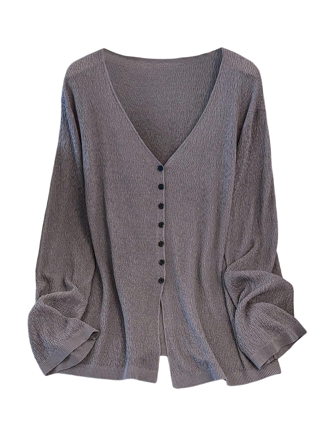 MakeMeChic Womens Plus Size Cardigan Sweater Long Sleeve V Neck Button Down Knit Top Teacher Outfits