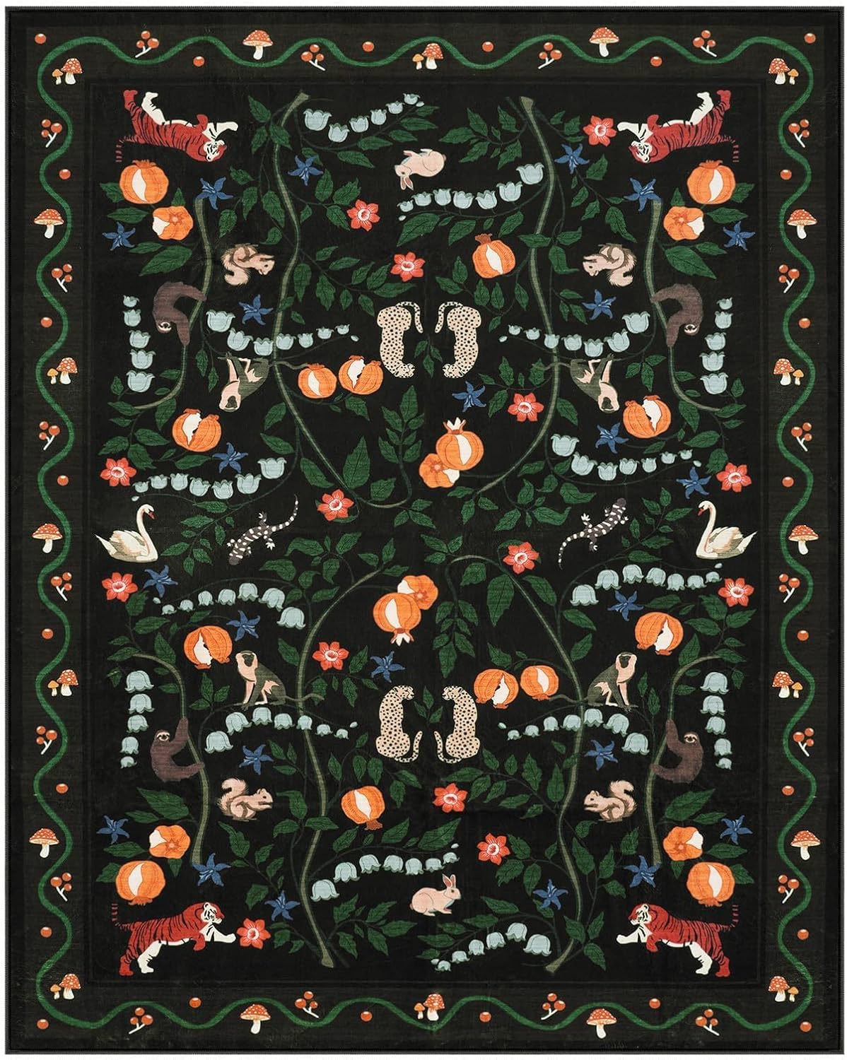 OJIA Animal Print Area Rugs 8x10, Non Slip Black Washable Rugs for Living Room 8x10 Rug, Soft Modern Bedroom Rug Under Bed Ultra-Thin Large Carpet for Nursery Dining Room Office Playroom