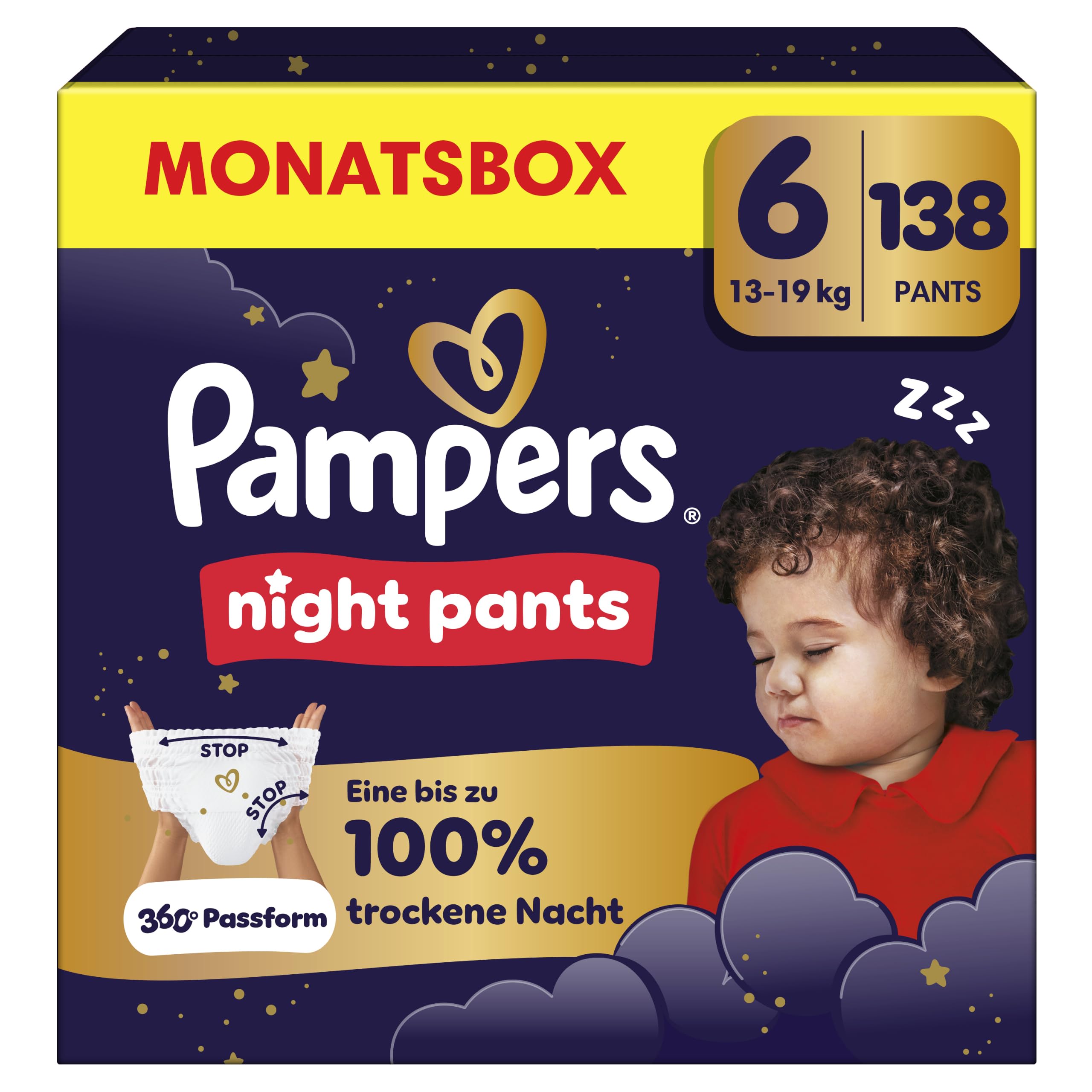 Pampers Night Pants Größe 6, 138 Windeln, 13kg-19kg