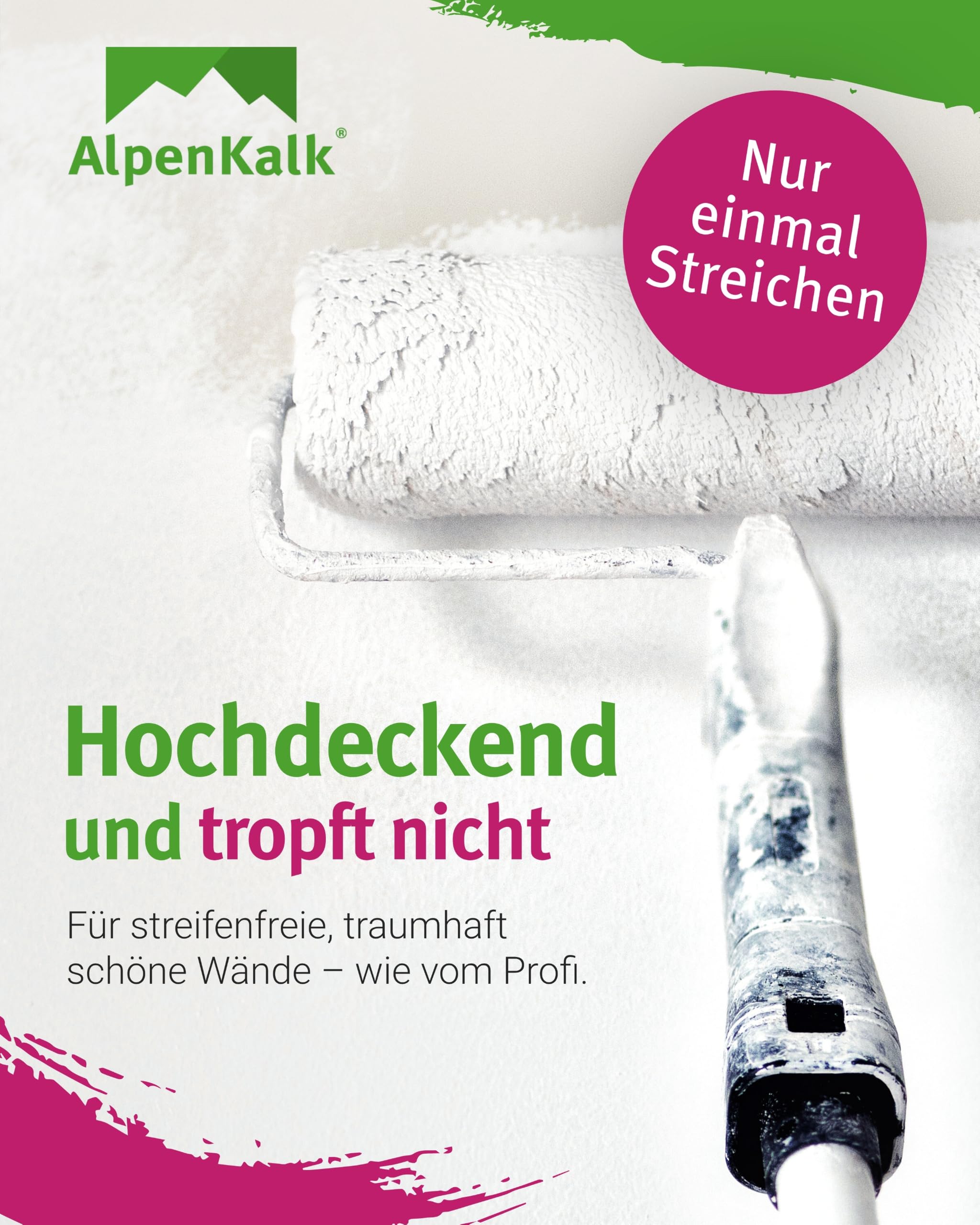 Weiße Kalkfarbe & Wandfarbe für Innenräume I 18 kg für ca. 90m² I Hochdeckend & wischfest für natürliches Raumklima I Atmungsaktiv mit Anti-Schimmel Formel I Für Allergiker & Kinder