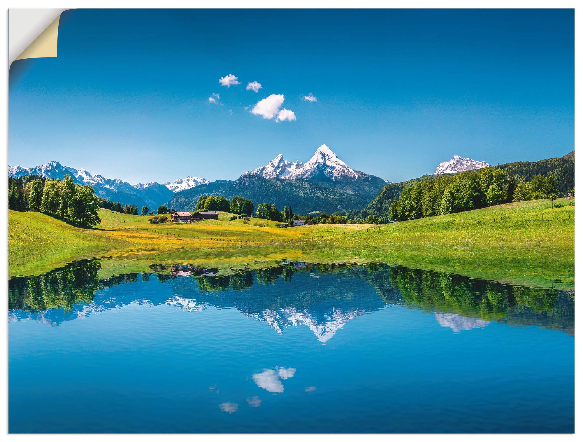 ARTland Wanddeko Wandtattoo selbstklebende Vinylfolie 120x90 cm Landschaften Berge Fotografie Blau Landschaft in den Alpen T9QB