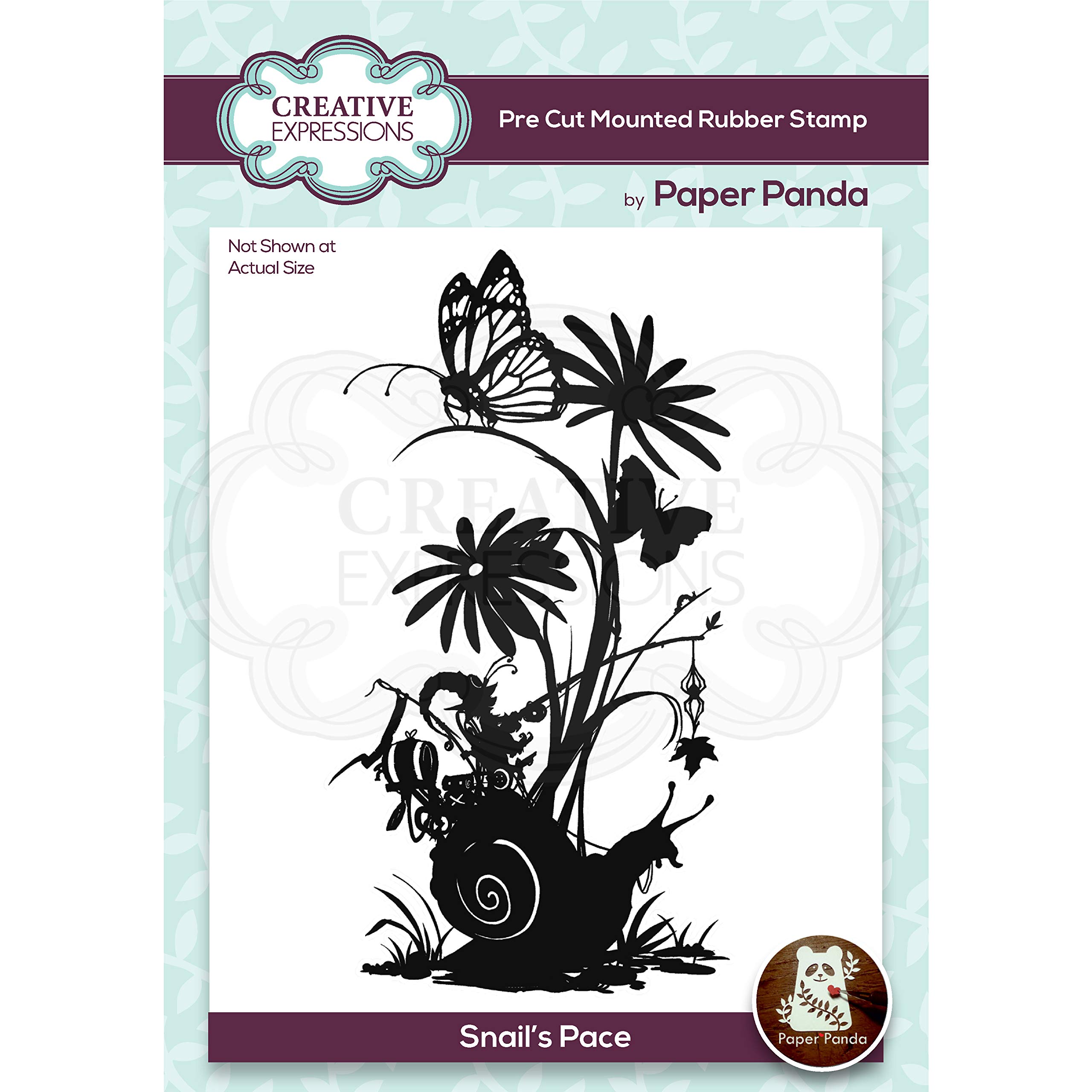 Creative ExpressionsPaper Panda-Snails Pace-Pre-Cut Stamp, Grey Rubber, 7.37 x 12.95 cm