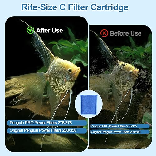 Miniatura 7 de Paquete de 6 cartuchos de filtro para pecera, cartuchos de filtro de tamaño C compatibles con filtros de alimentación Marineland Penguin PRO 275375