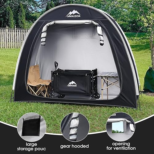 Miniatura 5 de Cubiertas para bicicletas al aire libre, cobertizo de almacenamiento, tela Oxford 210D, resistente al agua, soporte de aleación de aluminio para