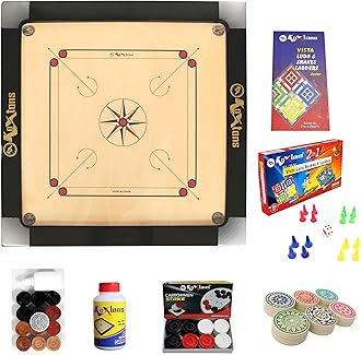 Carrom Board 36 INCH Full Size with 3" Border & 8 mm Ply (Premium) with STRICKER & Accessories and Vista 11 INCH Ludo Snakes and Ladder
