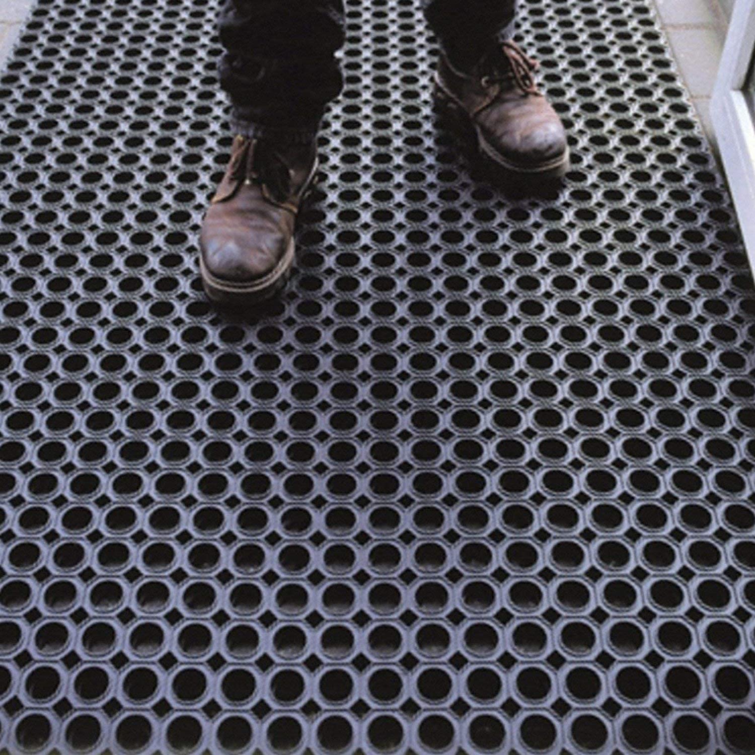 Robust RONDO zerbino in Gomma Antiscivolo a griglia, drenante, antisporco, Spessore 15mm, Adatto ad Ambienti di Lavoro, Ingresso o Uso Esterno. Octo Door. Varie Misure (100X350 KIT)