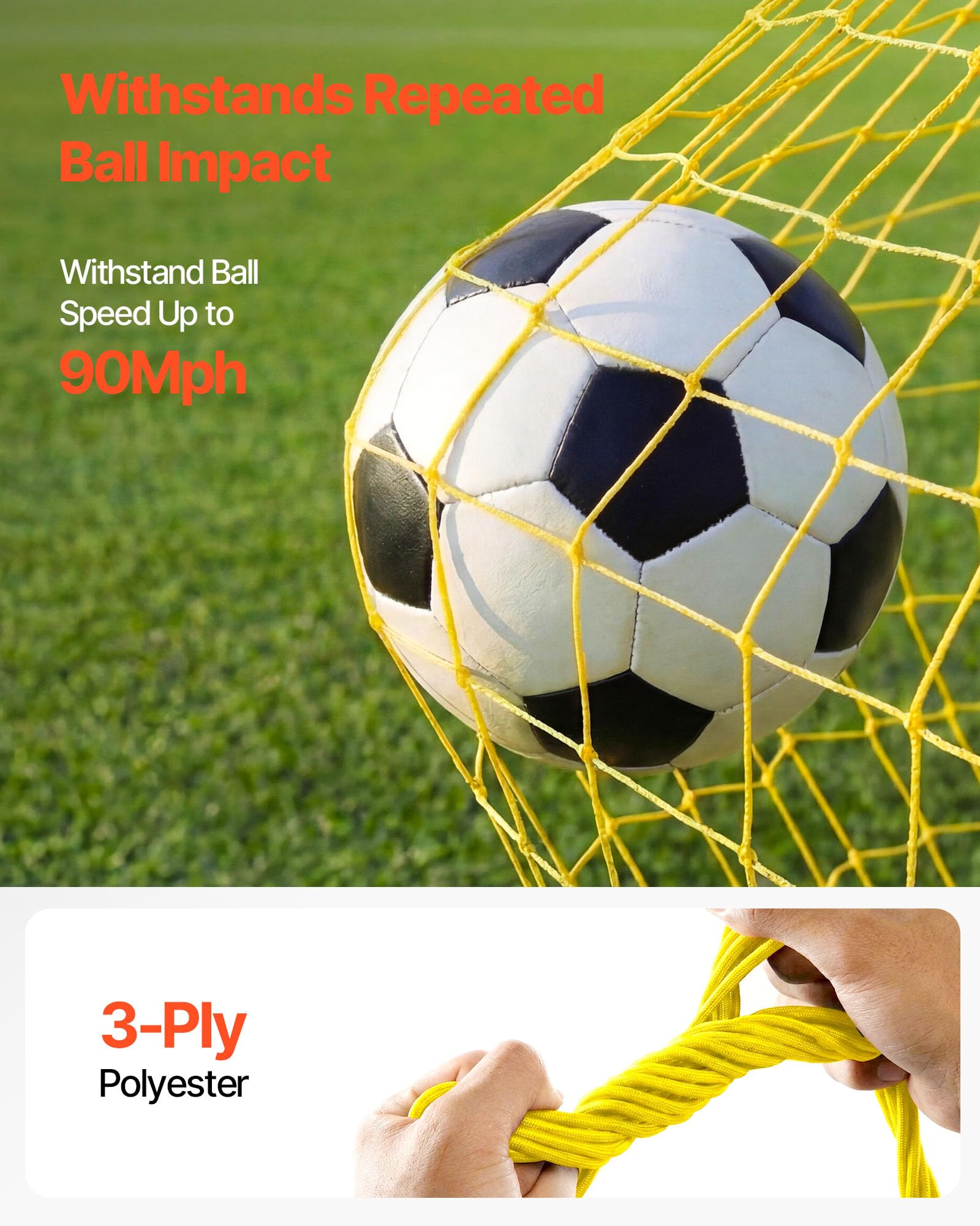 VEVOR Rete da Rimbalzo per Calcio Sports, Rete Rimbalzante 183 x 108,5 cm per Allenamento Controllo Passaggio Pallone, Pali in Fibra di Vetro Rinforzata Telaio in Ferro, Area Rimbalzo 1700x1500 mm