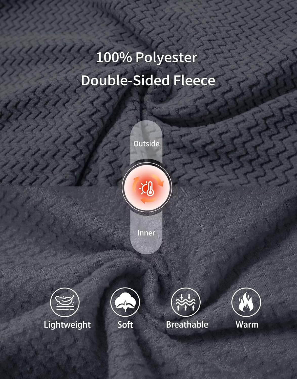 M MAELREG Fleece Hoodies Jacket Men Full Zip with 3 Zip Pockets Lightweight Soft Warm Hoodie for Golf Athletic Travel - Image 4