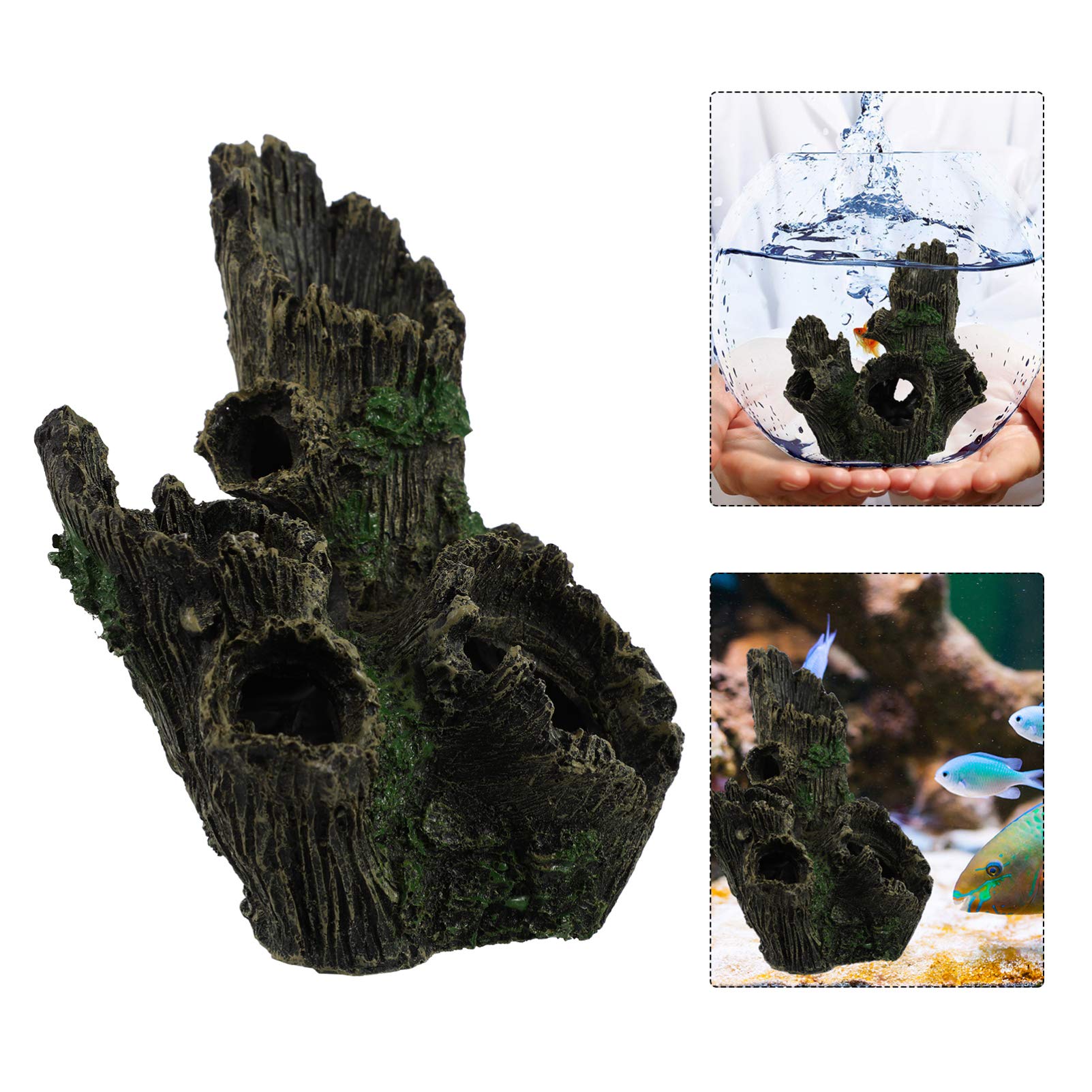 Dekoracje do akwarium Akcesoria do ozdób Ozdoba do akwarium z żywicy Drewno pień drzewa Wystrój akwarium Driftwood Betta Log Play House Hollow Tree Hole Krajobraz Wystrój dla słodkowodnych Betta Cichl