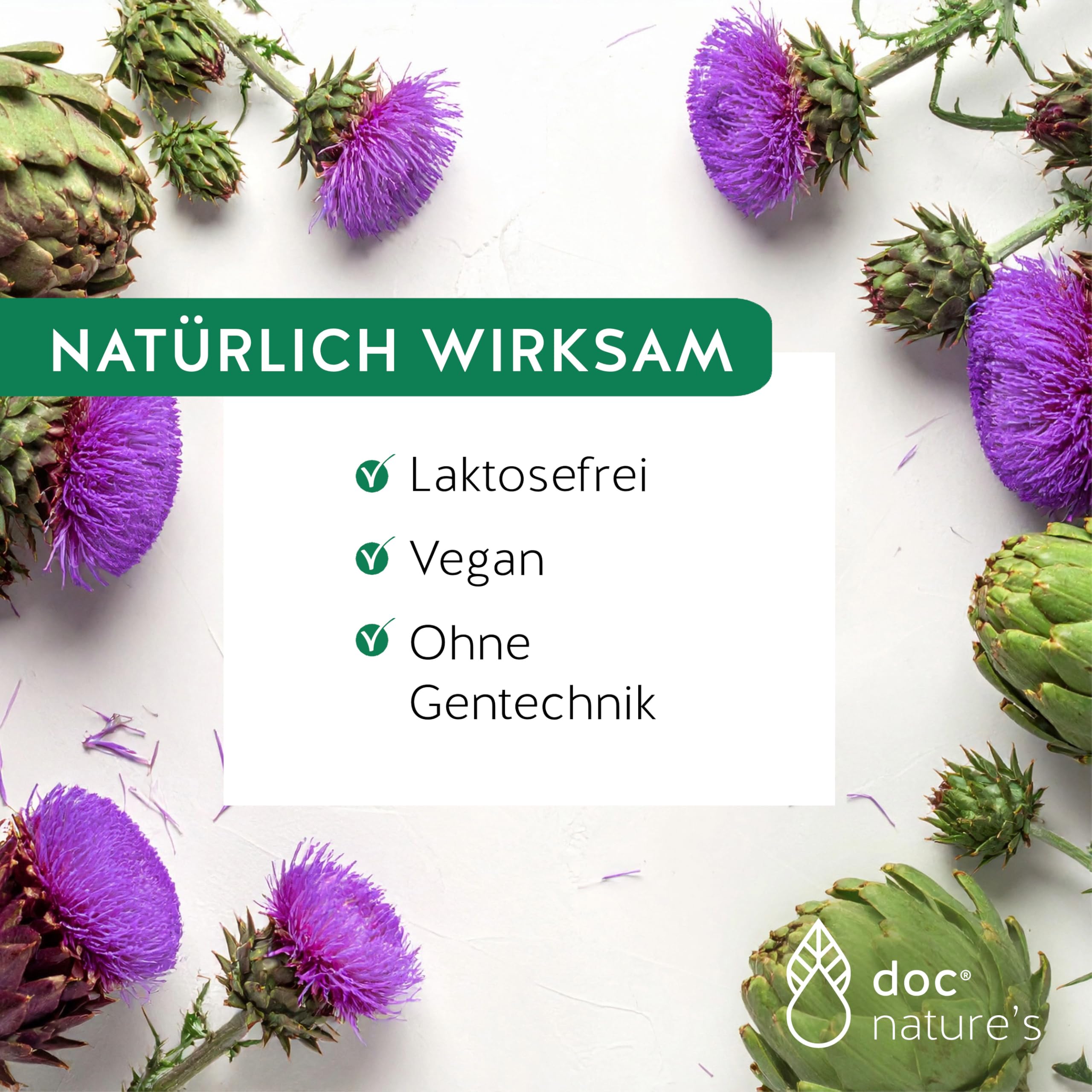 doc nature's Silymarin Forte Kapseln 60 Stück - Unterstützung der Leber - patentierter Silybin Komplex - Nahrungsergänzung Mariendistel - Artischocken Extrakt - Vitamine - Mineralstoffe