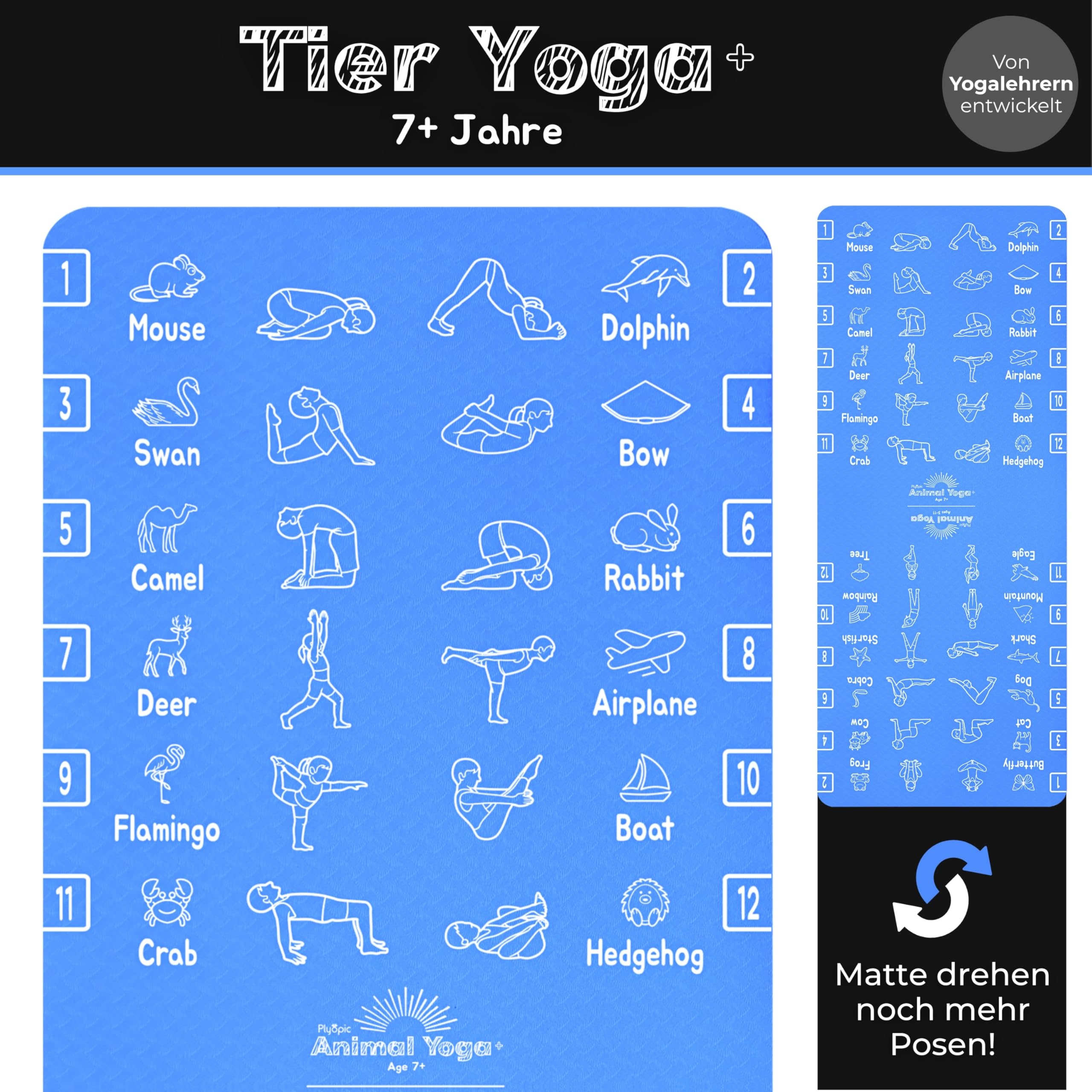 Plyopic Kinder Yogamatte – Leicht, Rutschfest, TPE Fitnessmatte – Ideal für Jungen & Mädchen (3–12 Jahre), Yoga, Kindergarten & Schule – 6 mm Dick