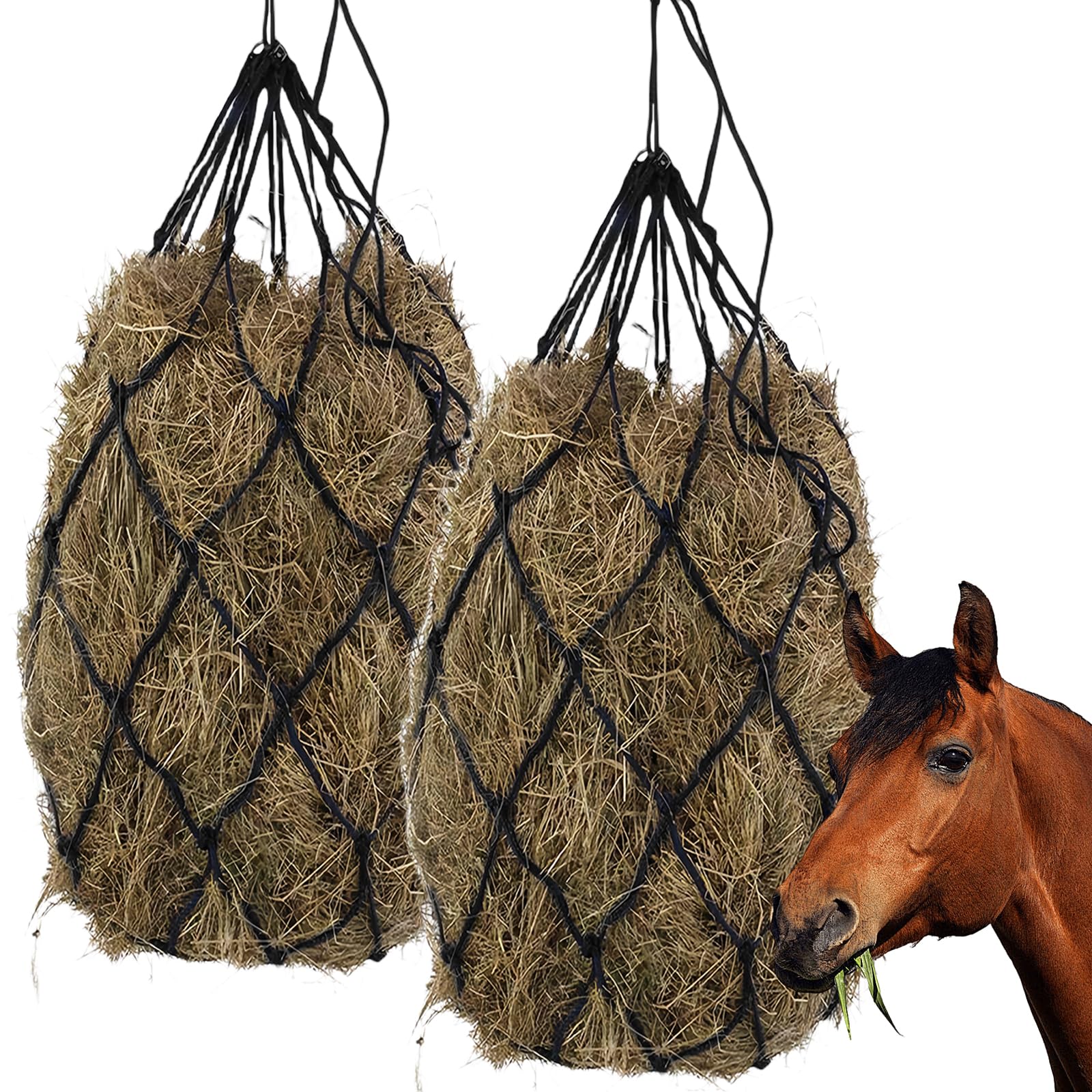 2 x rete da fieno per cavalli, borsa di oggi, rete da fieno, rete da cavalli, rete da fieno, rete da fieno, rete per cavalli (nero)