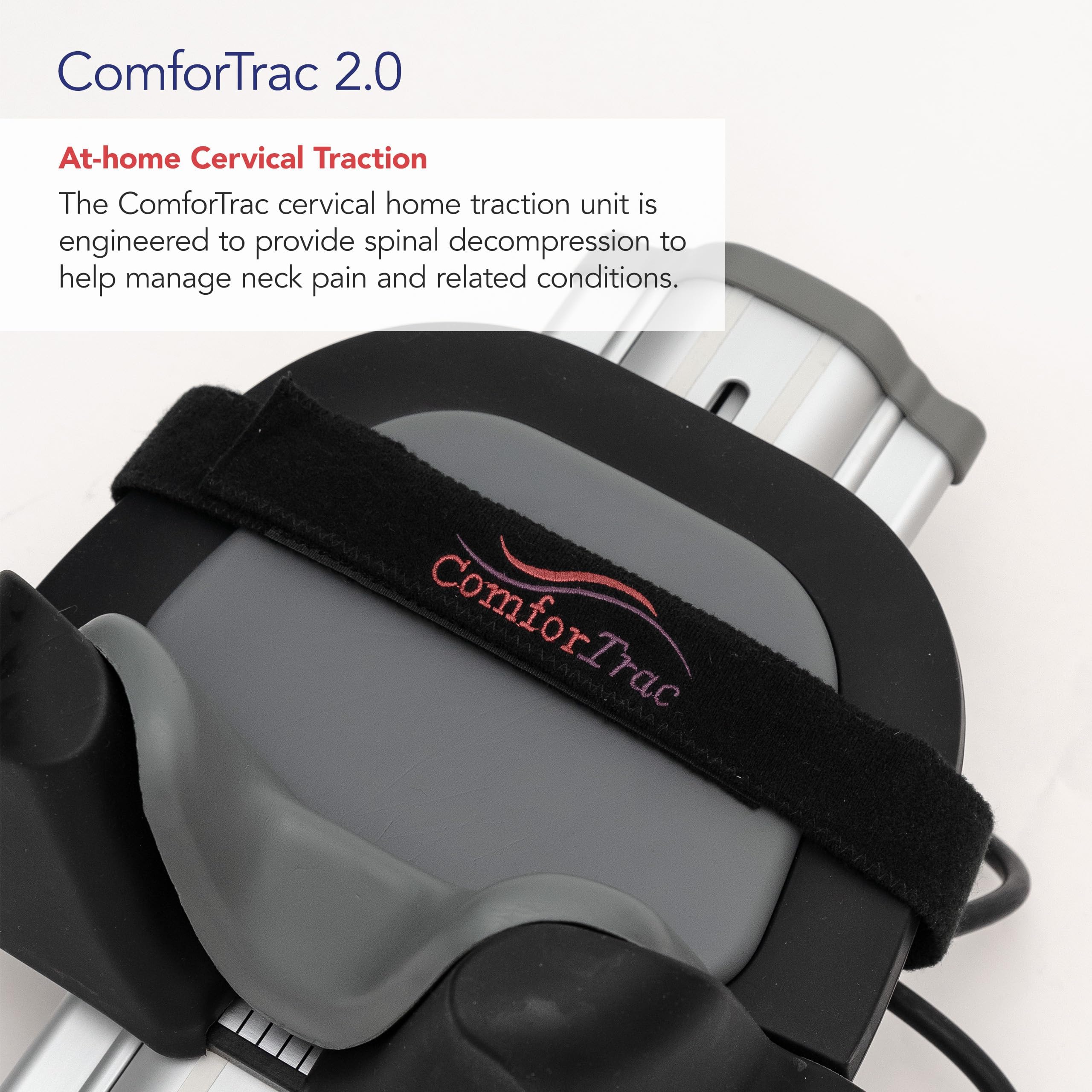 ComforTrac Deluxe Home Kit de tracción cervical 2.0, paquete con soporte para cuello ComforTrac Wave y estirador