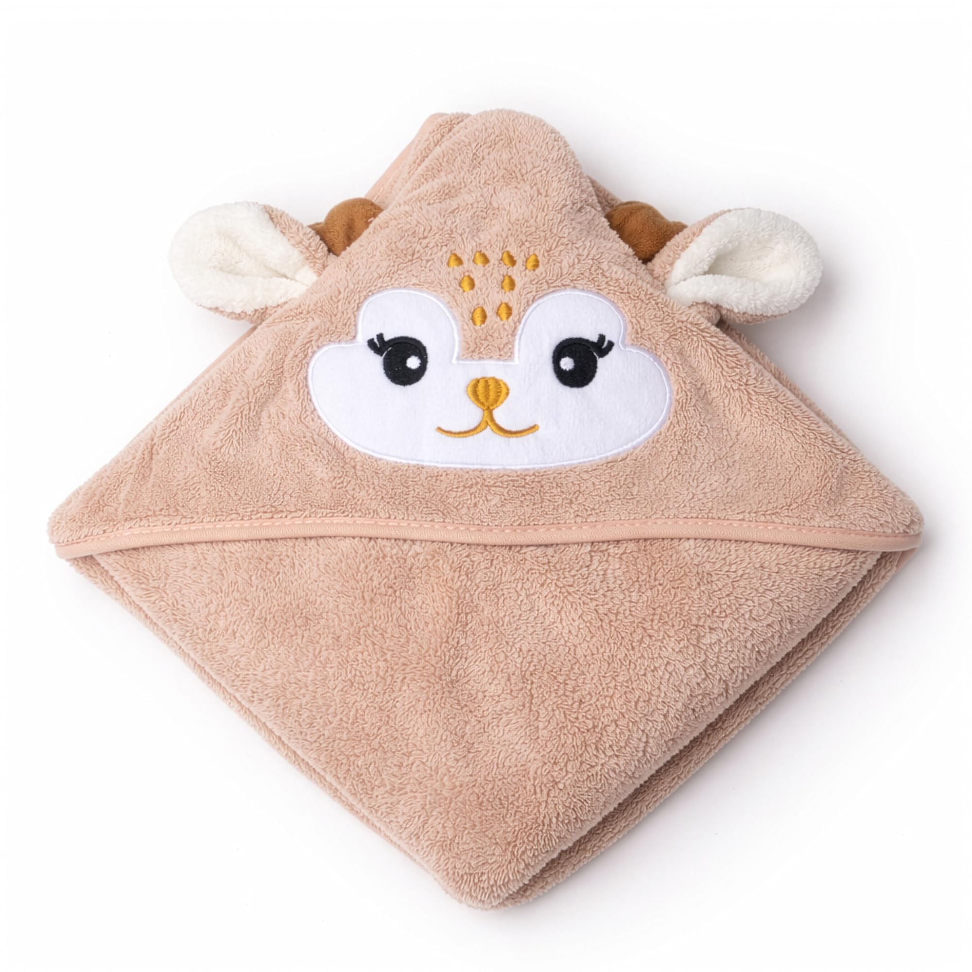 Baby Hooded Towel | Ultra Soft Cloth Blanket for Newborn Boys & Girls | Quick Dry Absorbent Microfiber Bath Towel 80x80cm (Cocoa Deer)-image-8