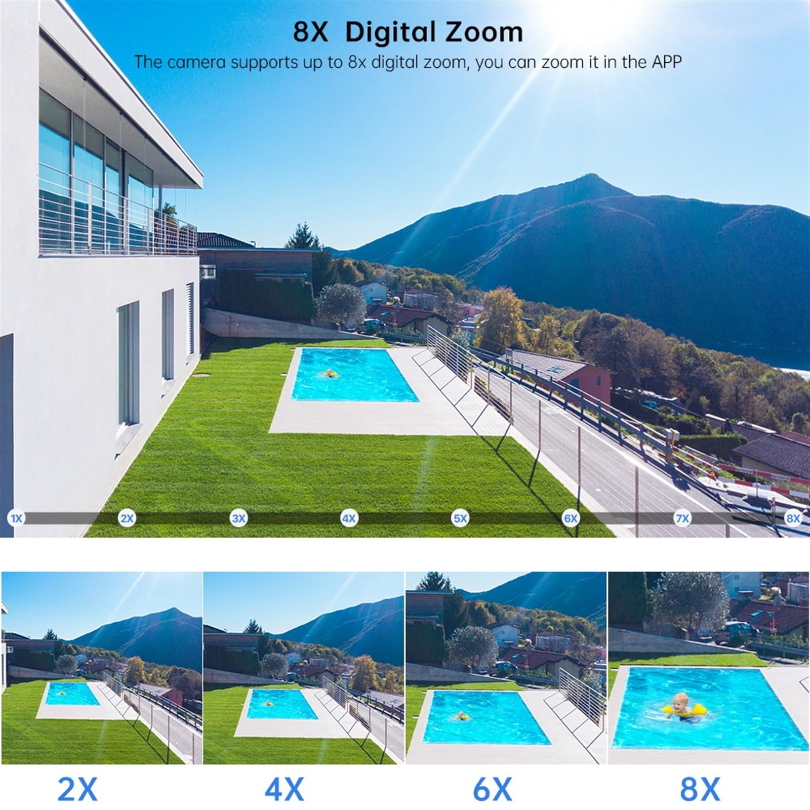 Kamera bezpieczeństwa, 8MP podwójny obiektyw 2.8mm-12mm 8X Zoom 4K PTZ kamera IP zewnętrzna AI śledzenie człowieka CCTV Audio bezpieczeństwo w domu monitorująca(NO SD Card)