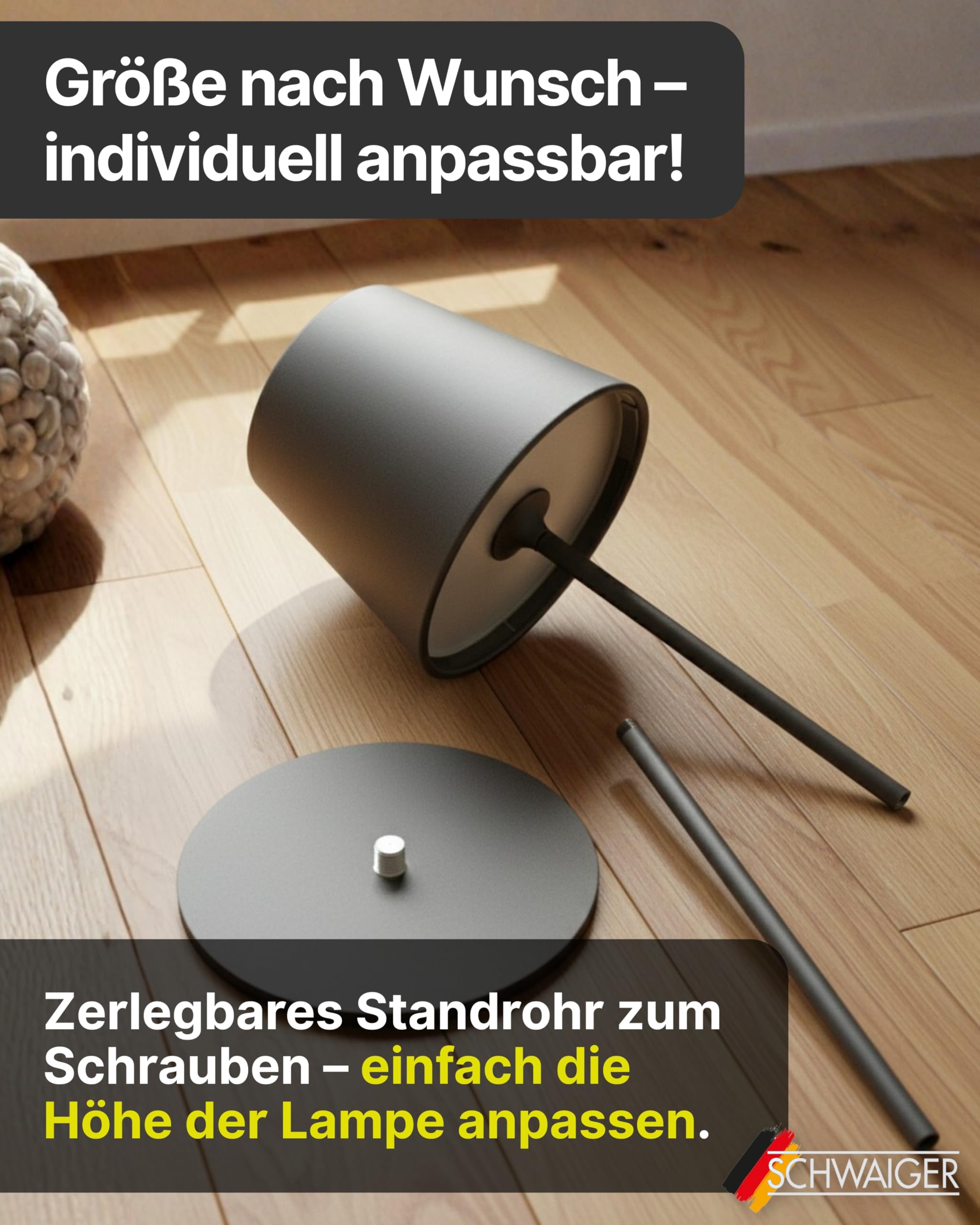 SCHWAIGER Tischleuchte I teilbare LED Tischlampe mit Touch-Steuerung I Akku-Lampe mit RGB und warmweiß I IP44 geschützt und aufladbar per USB-C I kabellose Lampe für Indoor & Outdoor