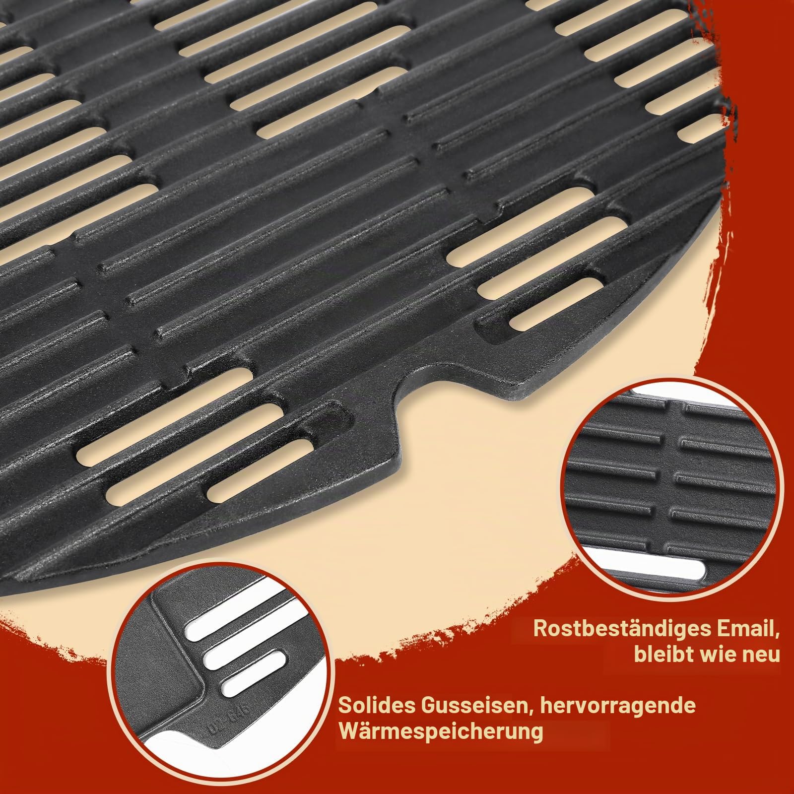 Denmay Grillrost Gusseisen für Weber Q300 Q320 Q3000 Q3200 Serie 63,5x45,2cm 2 Stück