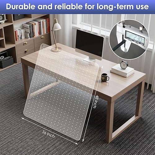 Vista 17 de Kuyal Tapete para silla de oficina, 32 x 55 pulgadas, transparente, resistente, protector debajo del escritorio, tapete para suelos alfombrados
