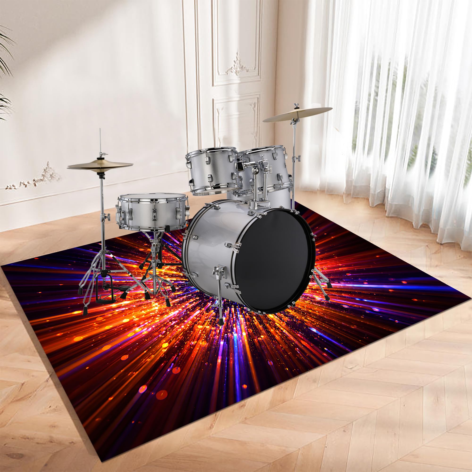 Tappeto Tamburo Tappetino per Batteria Tappeto Insonorizzato 230 x 180 cm | Antiscivolo, Tappeto per Percussioni, Tappeti per Batterie Elettroniche Rullante Acustica Snare Drum Grancassa Strumenti