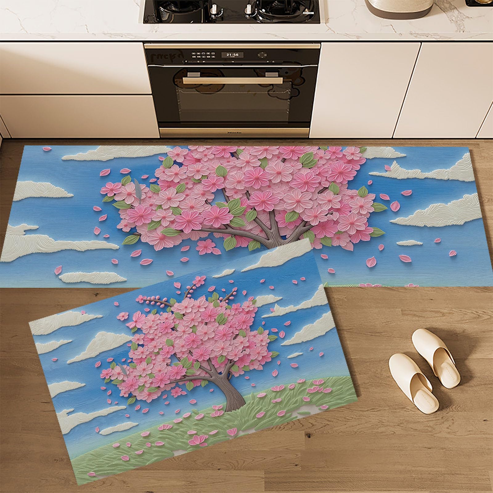 Ensemble de tapis de cuisine antidérapants 2 pièces lavables bleu ciel pour couloir