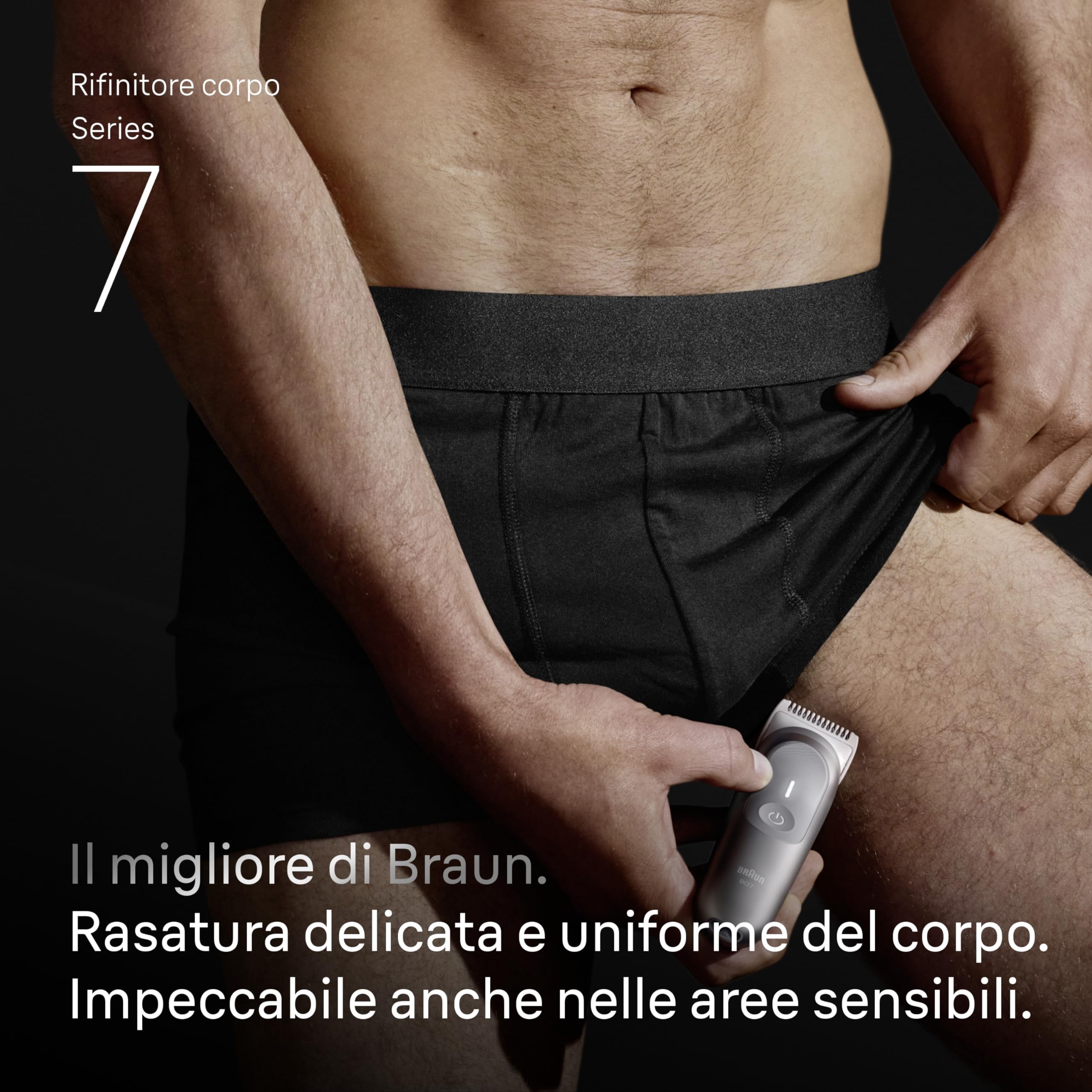 Braun Rasoio Elettrico Corpo Uomo Serie 7, +8 Strumenti, BG7555 Grigio | Rasoio elettrico per corpo e pubico, Smartlight, SkinGuard, impermeabile, per aree sensibili, batteria ricaricabile