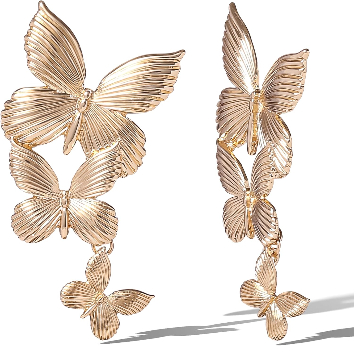 Jessica Simpson Gold-Tone Butterfly Earrings for Women, Drop or Hoop Earrings with Butterflies and Clear Crystals