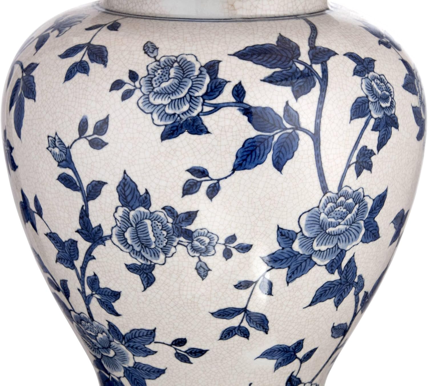 Blue and White Ceramic Temple Jar Table Lamp with Bell Shade
