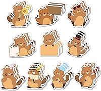 Vista 13 de Xqumoi 30 paquetes de notas adhesivas con animales del bosque, total 600 hojas, notas autoadhesivas con forma de búho, ardilla y conejo de dibujos