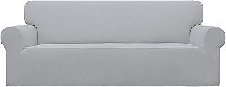 Easy-Going Stretch Sofa Slipcover 1-Piece Sofa Cover Furniture Protector Couch Soft with Elastic Bottom for Kids, Polyester Spandex Jacquard Fabric Small Checks (Sofa, Silver Gray)