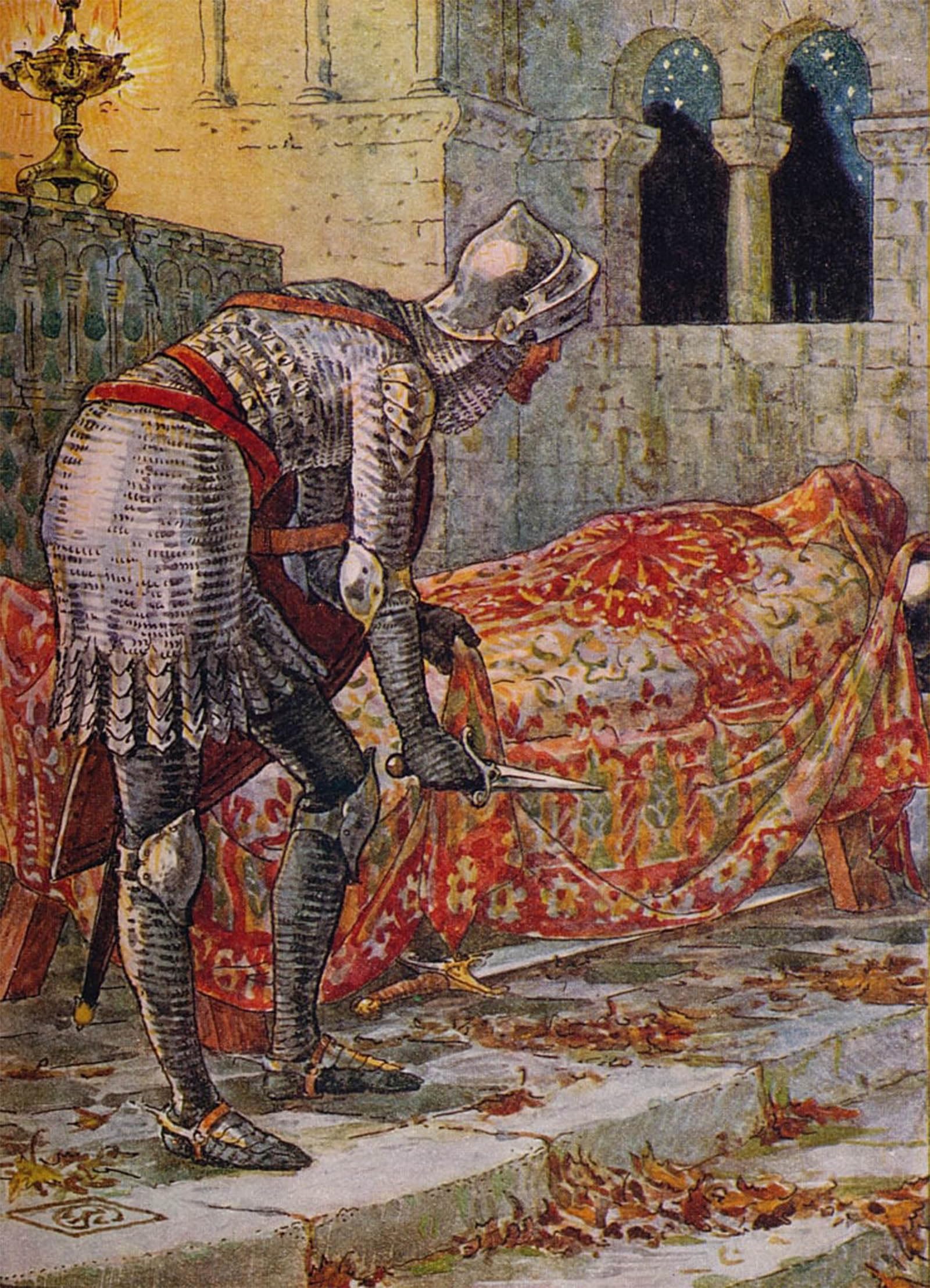 Serendipitp No Frame Retro Picture Poster Wall Art Pictures Painting Sir Lancelot In The Chapel Perilous By Walter Crane Wall Art Canvas Print For Wall Decor 60X90cm