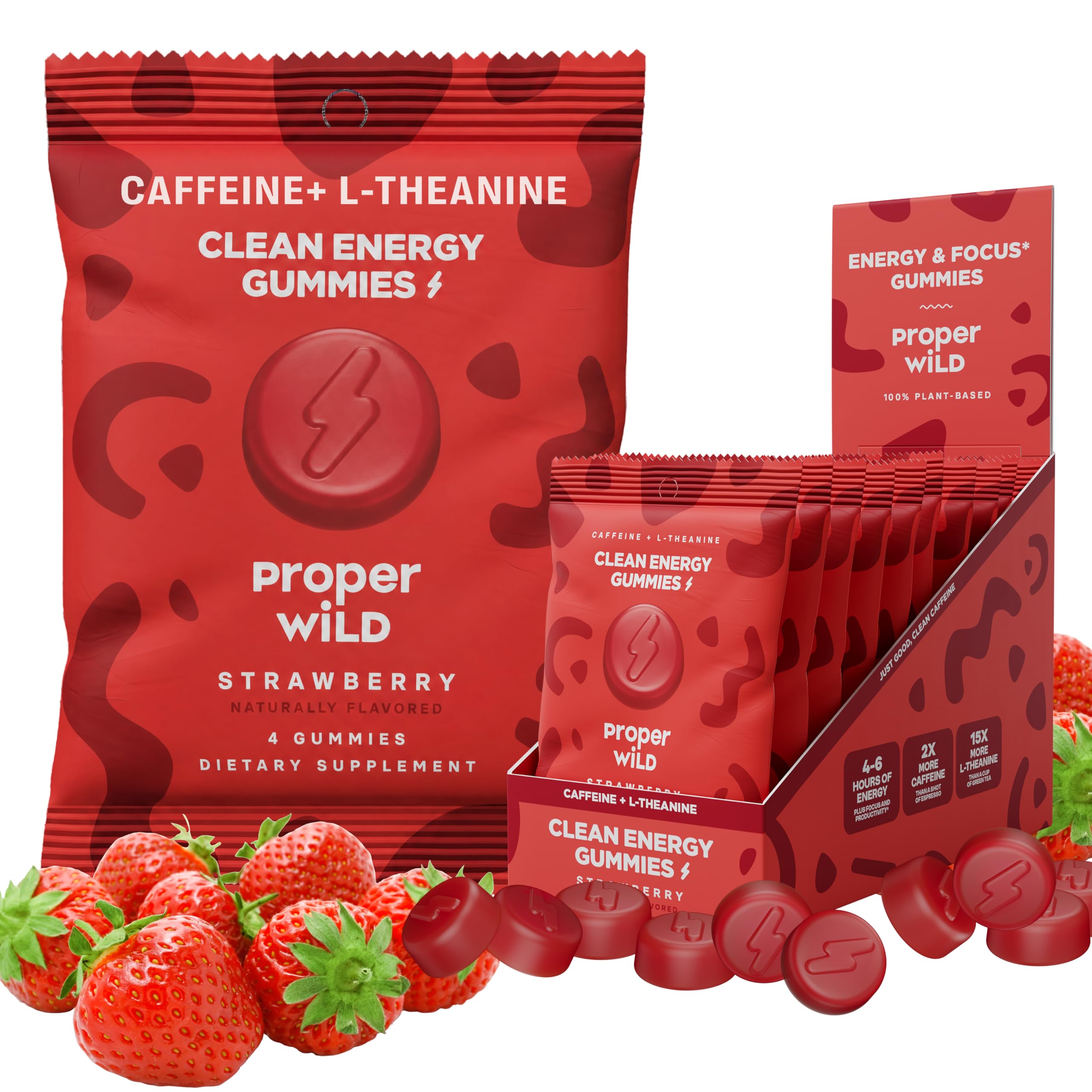 Proper Wild Clean Energy Gummies, Strawberry