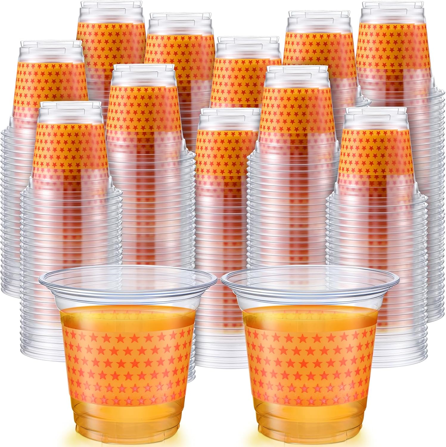 LemonRoad 100 Pcs Anime Theme Plastic Cup 12oz Stars Print Disposable Cups Clear Cartoon Drinking Container for Halloween Birthday Party Beverage Supplies Decoration