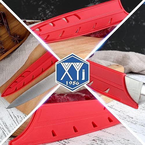 Vista 296 de XYJ Juego de 2 fundas de cuchillo de seguridad para cuchillos, protector de borde, funda universal para cuchillos, chef, cuchillo de cerámica