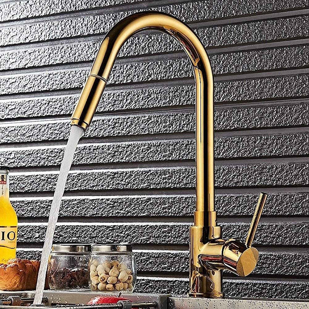 Todo Bronce Grifo de Agua Extraíble Orificio Único Giratorio 360 Grifo Mezclador de Frío Caliente Grifo de Instalación de Cubierta de Cocina Lavabo Clásico Grifo de Fregadero de Baño Grifo de Agua