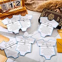 Vista 3 de Henoyso Juego de 25 pulseras de baby shower para invitados, niños y niñas, regalos de fiesta con mensaje ajustable de The Bump Card, pulseras de Azul