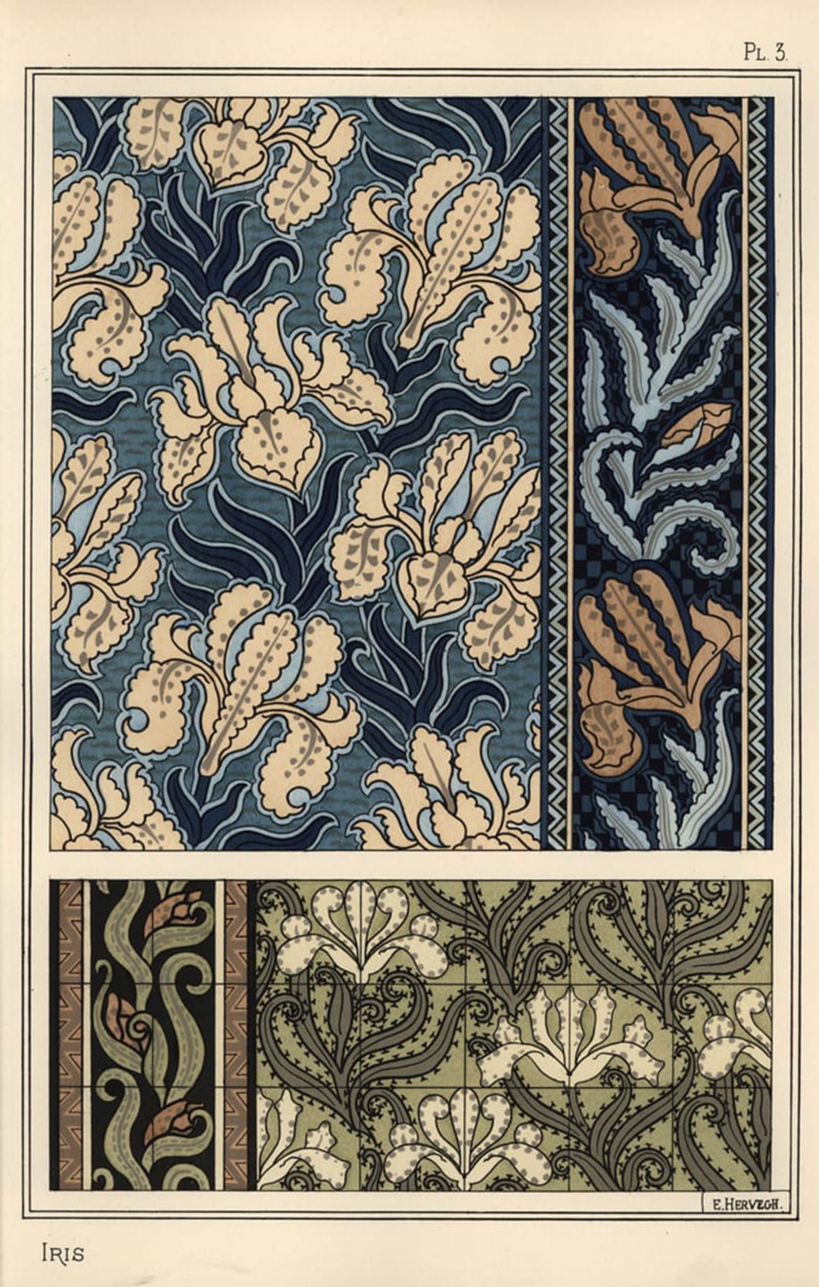 Toile d'Eugène Grasset l'iris impression murale salon 60x90cm - 5