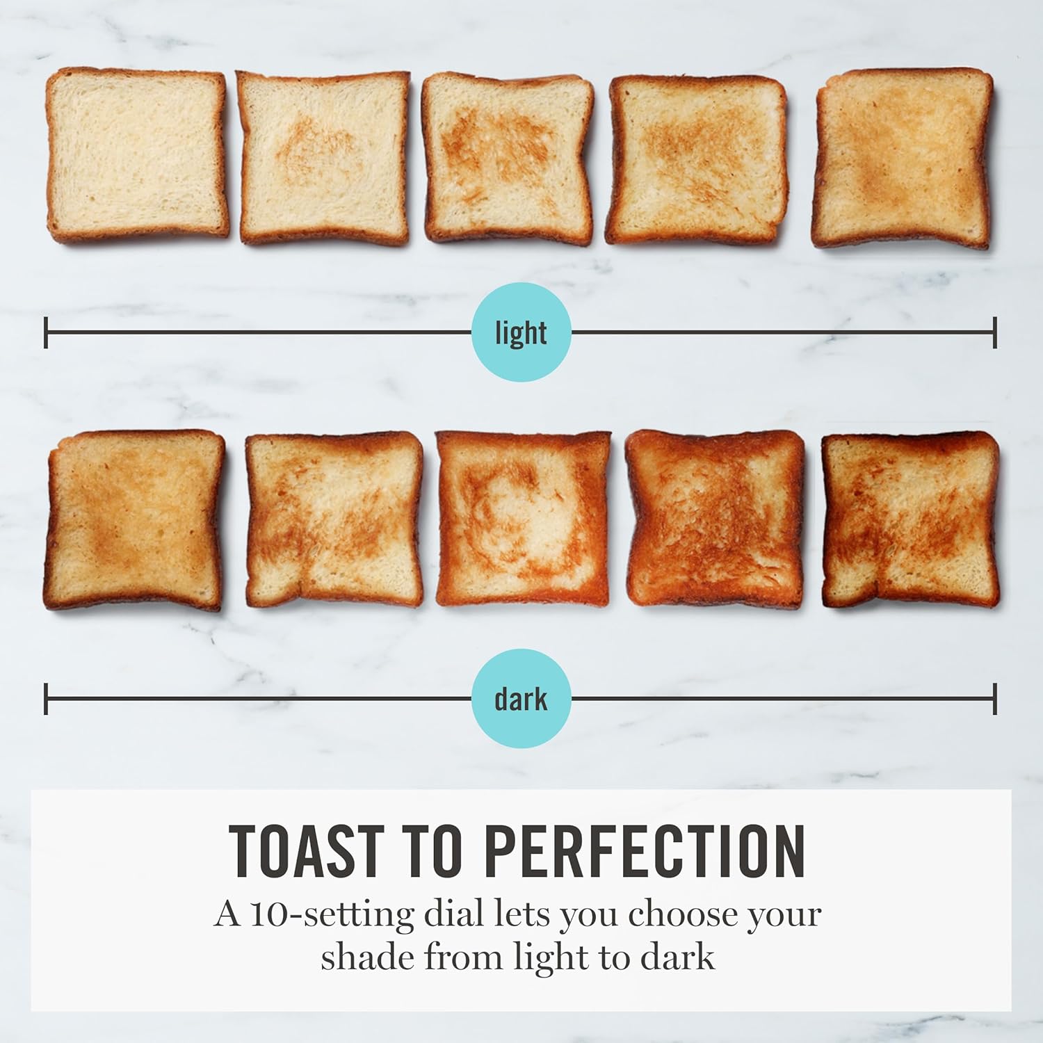 Martha Stewart 2 Slice Toaster, 10 Shade Settings with Defrost, Cancel, Bagel & Gluten-Free, Extra-Wide Self-Centering Slots for Waffles & Artisan Bread, Removable Crumb Tray, Cord Wrap, Linen White