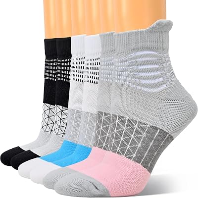 IRAMY Compression Ankle Support Socks Women Running Wicking Cushioned Athletic Plantar Fasciitis Relief 3 Pairs