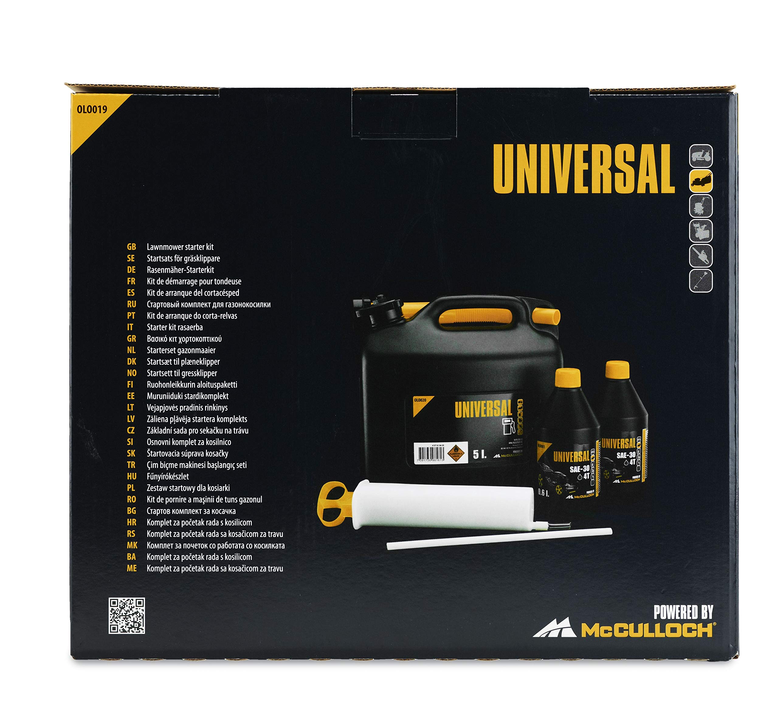 Gardena Universal Rasenmäher Starter-Set, OLO019: Starter-Set für Benzinrasenmäher enthält 4-Takt-Öl, Absaugspritze und Benzinkanister (Artikel-Nr. 00057-76.164.19), GM577616419, Standard, One Size