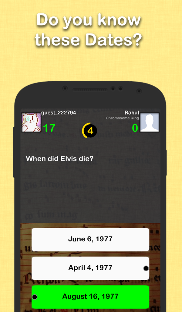 Historical Dates Quiz Game App on the Amazon Appstore