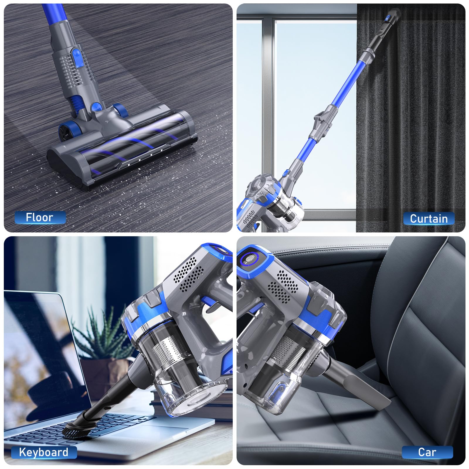 Aspirador inalámbrico con pantalla LED, 50 minutos batería extraíble para aspiradora de gran succión, aspirador de escoba a mano, pequeña aspiradora recargable para alfombras, suelos duros,