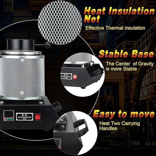 Miniatura 2 de RIEDHOFF Horno de fusión de oro de 3+2.2 lbs, horno de fusión eléctrico digital de 2100  1400 W, kit de fusión de oro para chatarra de fundición